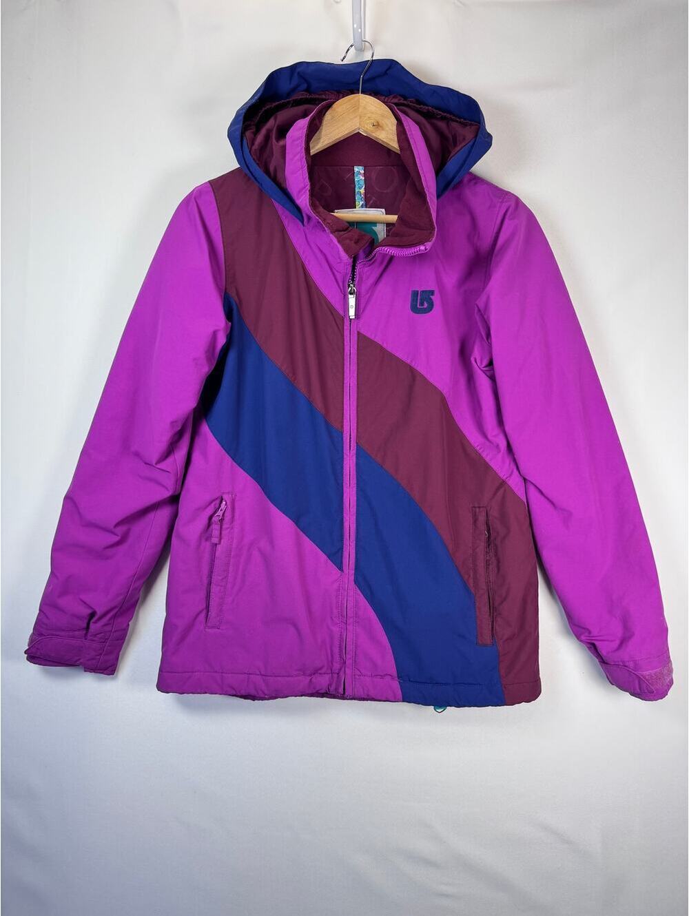 Burton Girls Dryride Snowboard Jacket L 14 16 Purple Colorblock Insulated Ski